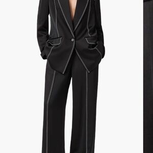 All Saints Black Pantsuit with White Stitching